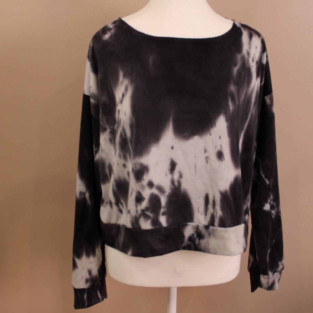 Women's Jenni Intimates Pajama Top, Black & White Tie Dye sz M